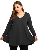 Women's Plus Size Tunic Long Sleeve V Neck Blouses Basic Shirt-leboilalaslie 8055