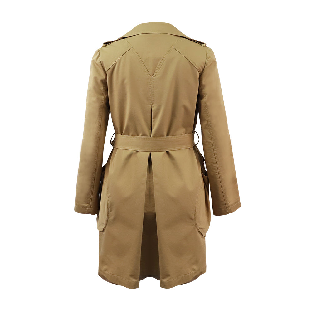 leboilalaslie Women's Double Breasted Trench Coat Classic Belted Lapel Overcoat