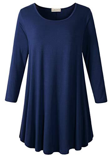 3/4 Sleeve Tunic Top Loose Fit Flare Tunic Shirt - leboilalaslie 8033.