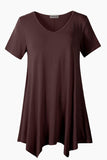 Casual T Shirt V-Neck Solid Color Tops for Leggings-leboilalaslie 8036.