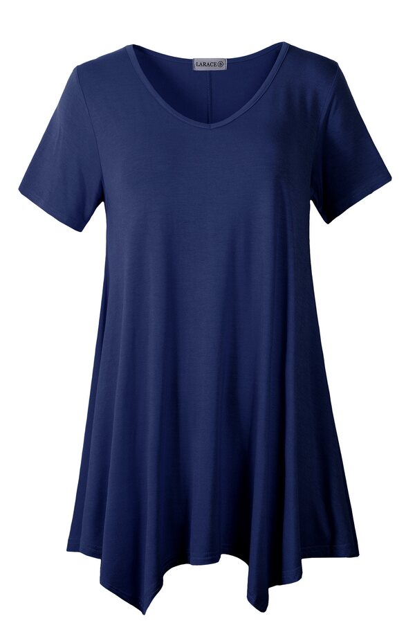 Casual T Shirt V-Neck Solid Color Tops for Leggings-leboilalaslie 8036.