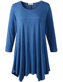 leboilalaslie 3/4 Sleeve Plus Size Tunic Tops Loose Basic Shirt 8028 S-3 XL.