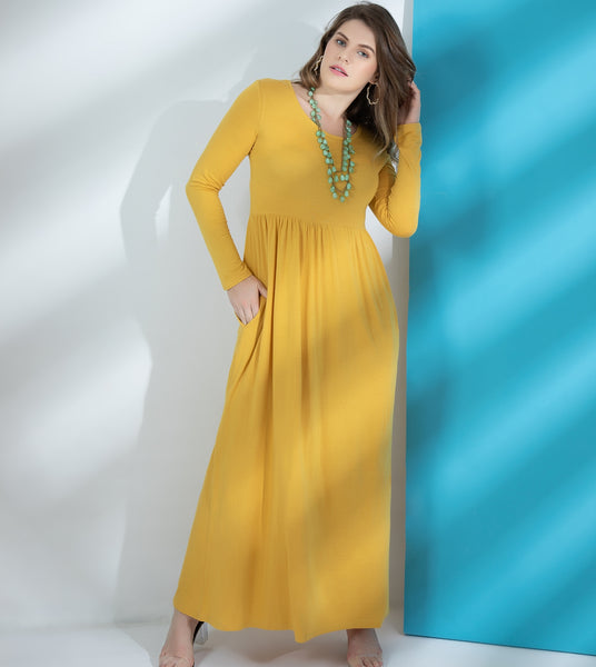 long fall dress for women light yellow long sleeve dress