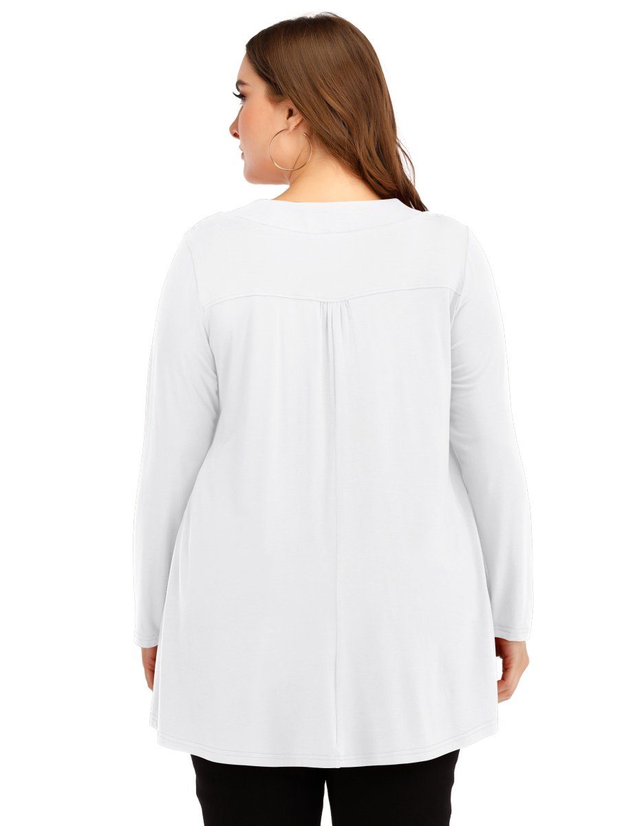 Women's Plus Size Tunic Long Sleeve V Neck Blouses Basic Shirt-leboilalaslie 8055.