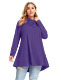 Cowl Neck Sweatshirts Plus Size Tops with Pockets Long Sleeve Tunic Casual Pullover-leboilalaslie 8098.