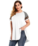 leboilalaslie Leopard Print Tunics Color Block Long Tee Shirt 6XL-8064.