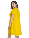 Women's Short Sleeve Swing Tunic Casual Pockets Loose T Shirt Dress-leboilalaslie 8049.
